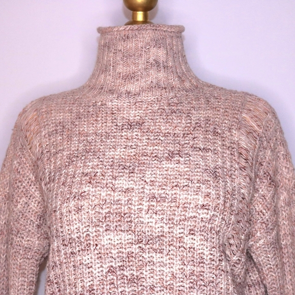 Express Wool High Neck Chunky Knit Pullover Sweater, Medium Color: Beige - Picture 2 of 8